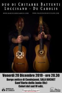 Concerto del duo di chitarra battente Loccisano De Carolis a Sant'Ilario dello Jonio per la rassegna musicale I Colori del Sud il 20 Dicembre