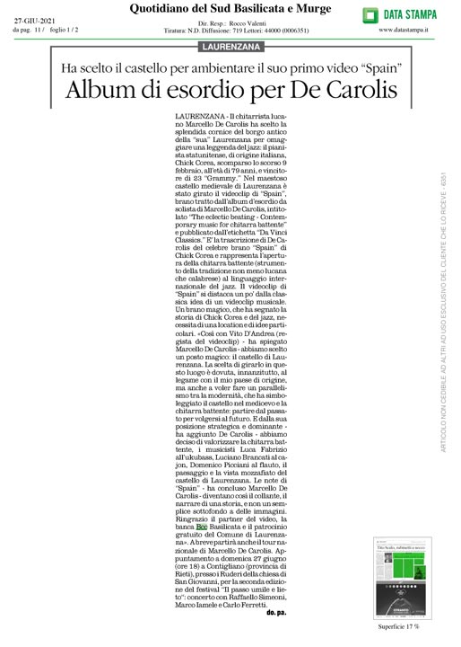 Quotidiano del sud Basilicata e Murge videoclip Spain Marcello De Carolis
